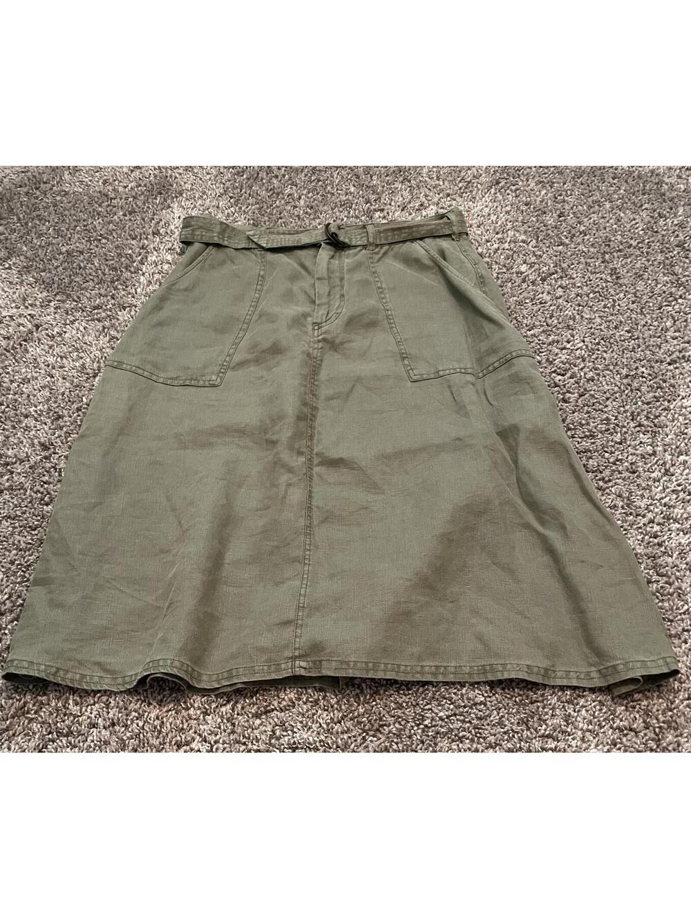 Artisan NY Women’s Size 4 Green Linen Skirt Pockets Boho